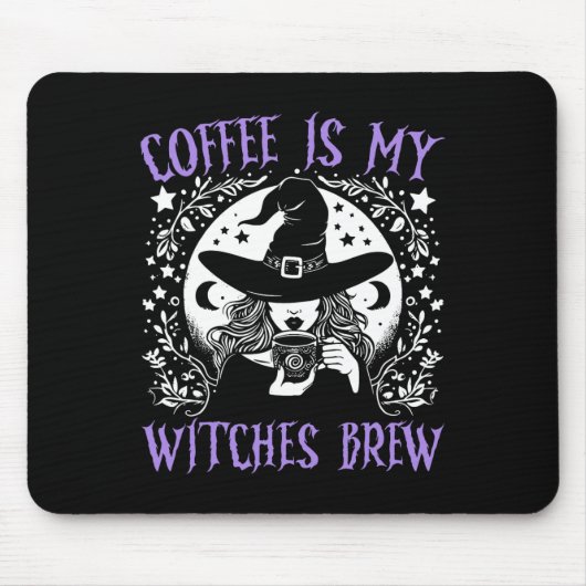 Kaffee ist meine Hexen Brew Retro Halloween Br Mousepad (Vorne)