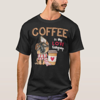 Kaffee ist meine Liebe Deutscher Hirte Welpe V T-Shirt