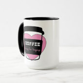 Kaffee ist meine Liebe lustig rosa Herztext Tasse (Vorderseite Links)