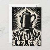 Kaffee ist meine Religion - Kaffee anbeten Postkarte (Vorne/Hinten)