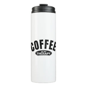 Kaffee ist meine Therapie Koffein lustige Typograf Thermosbecher