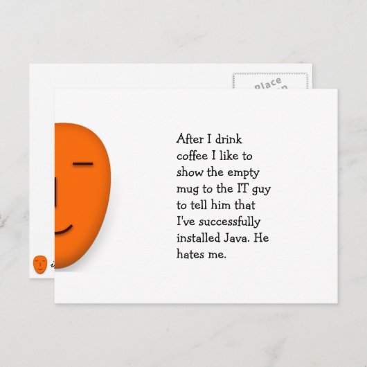Kaffee IT-Typ.. Java. - Senden Sie eine Lächelpost Postkarte (Vorne/Hinten)