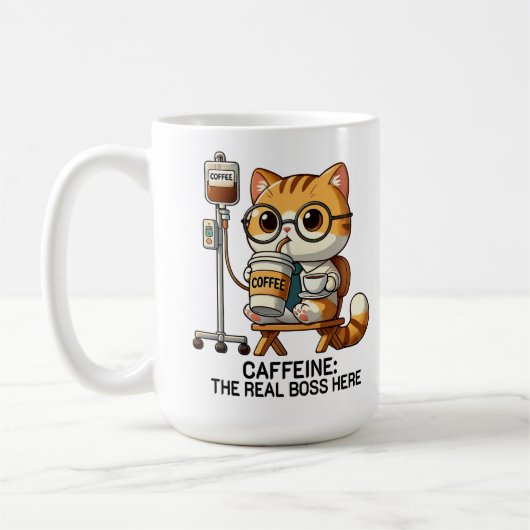 Kaffee IV Tropfen Koffein Real Boss Funny Kaffeetasse (Links)