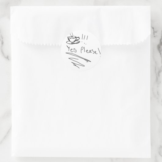 Kaffee: Ja bitte! Runder Aufkleber (Tasche)
