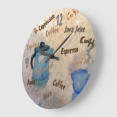 Kaffee Java Espresso Shabby Chic Country Diner Große Wanduhr (Winkel)