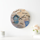 Kaffee Java Espresso Shabby Chic Country Diner Große Wanduhr (Zuhause)