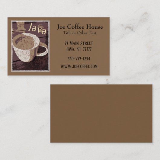 Kaffee Java Visitenkarte (Vorne/Hinten)