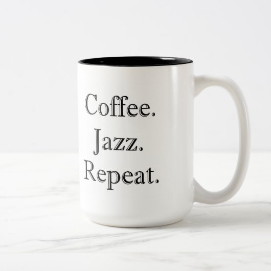 Kaffee. Jazz. Wiederholung. (Tasse 15oz) Zweifarbige Tasse (Rechts)