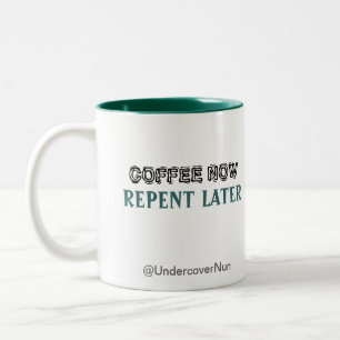 Kaffee jetzt //später bereut zweifarbige tasse