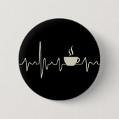 Kaffee-Junkie-Espresso-Design mit Herzschlag Button (Vorderseite)