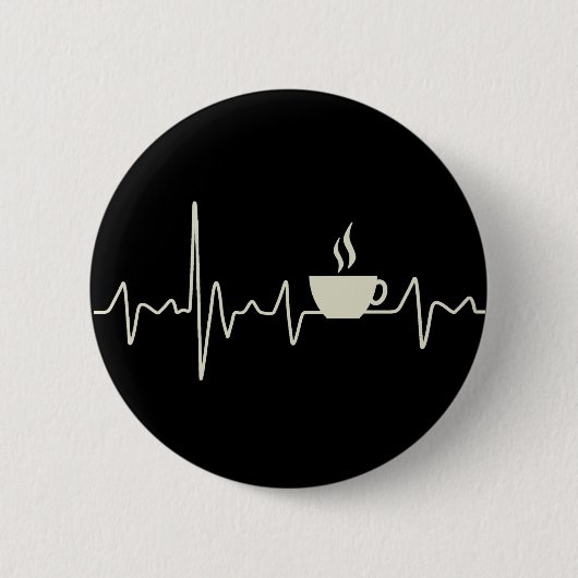 Kaffee-Junkie-Espresso-Design mit Herzschlag Button (Vorderseite)