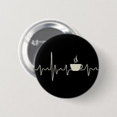 Kaffee-Junkie-Espresso-Design mit Herzschlag Button (Vorne & Hinten)
