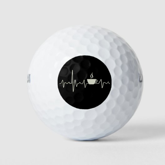 Kaffee-Junkie-Espresso-Design mit Herzschlag Golfball (Vorderseite)