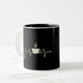Kaffee-Junkie-Espresso-Design mit Herzschlag Zweifarbige Tasse (Vorderseite Links)