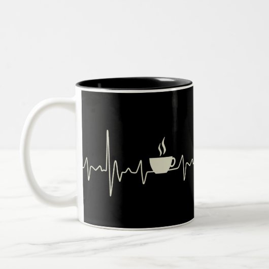 Kaffee-Junkie-Espresso-Design mit Herzschlag Zweifarbige Tasse (Links)