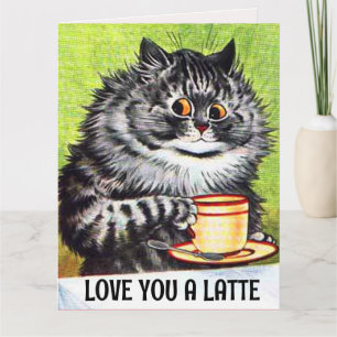 KAFFEE KAFFEE CAT Louis Wain Grußkarte Karte