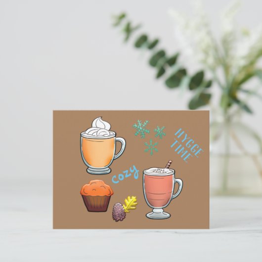 Kaffee Kaffee Gemütliche Hyge Time Postkarte (Stehend Vorderseite)