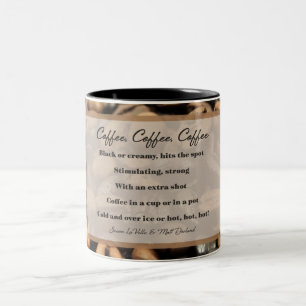 Kaffee Kaffee Kaffee 11 oz Tasse, schwarz Zweifarbige Tasse