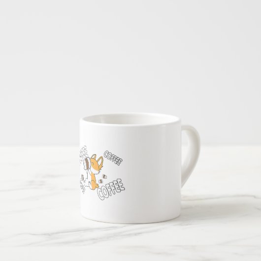 Kaffee Kaffee Kaffee Corgi Premium Espressotasse (Vorderseite Rechts)
