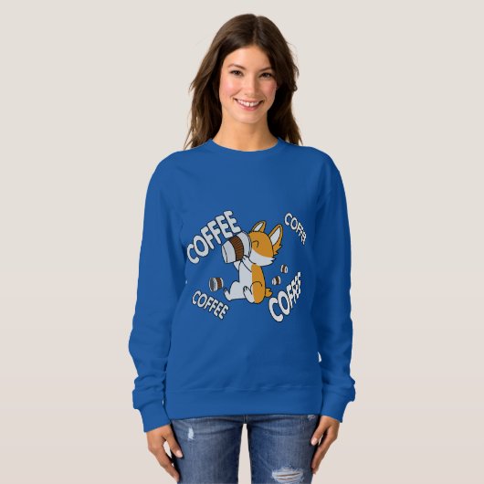 Kaffee Kaffee Kaffee Corgi Premium Sweatshirt (Vorne ganz)