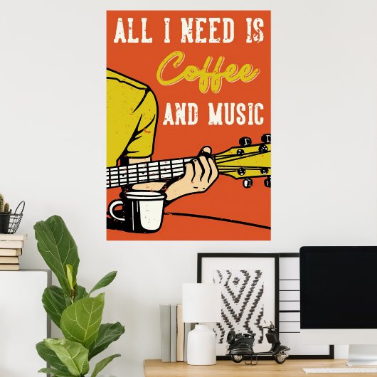 Kaffee-Kaffee und Musik Poster (Heimbüro)