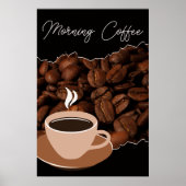 Kaffee, Kaffeebohnen und Kaffee-Cup Poster (Vorne)