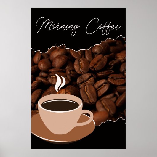 Kaffee, Kaffeebohnen und Kaffee-Cup Poster (Vorne)