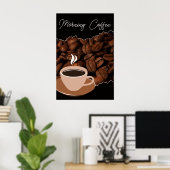 Kaffee, Kaffeebohnen und Kaffee-Cup Poster (Heimbüro)