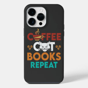 Kaffee-Katz-Bücher-Wiederholung, Kaffee lesende Ka iPhone 14 Pro Max Hülle