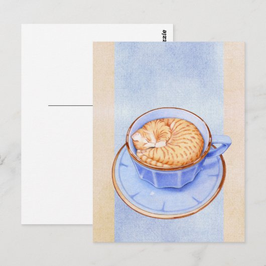 Kaffee-Katze 2 Postkarte (Vorne/Hinten)