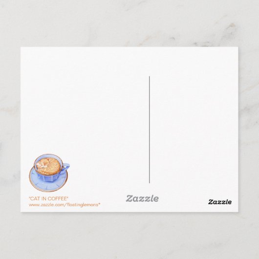 Kaffee-Katze 2 Postkarte (Rückseite)