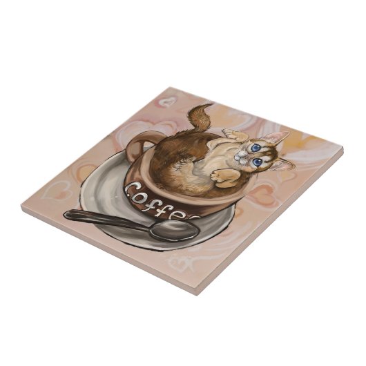 Kaffee-Katze Fliese (Seite)