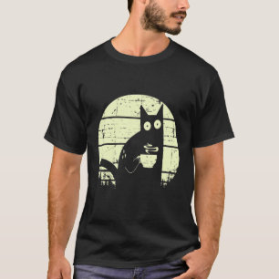 Kaffee Katze Niedlich Retro Kaffee Katze Sonnenunt T-Shirt