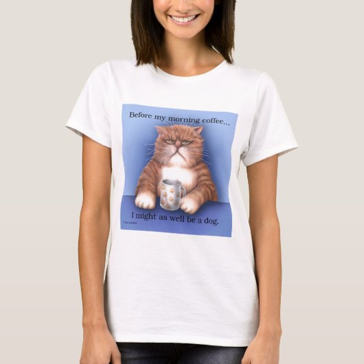 Kaffee-Katze T-Shirt (Vorderseite)