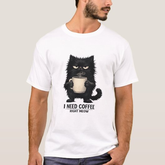 Kaffee-Katze-T-Shirt T-Shirt (Vorderseite)
