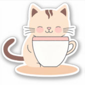 Kaffee-Katze wasserdicht Aufkleber (Vorderseite)