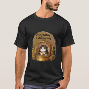Kaffee Katze Zeitmaschine Retro Cafe T-Shirt