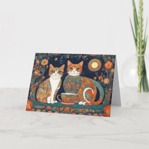 Kaffee-Katzen-Grußkarte Karte
