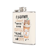 Kaffee & Katzen - Niedliche Kawaii Kunst Flachmann (Links)