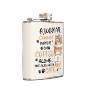 Kaffee & Katzen - Niedliche Kawaii Kunst Flachmann (Rechts)