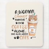 Kaffee & Katzen - Niedliche Kawaii Kunst Mousepad (Vorne)