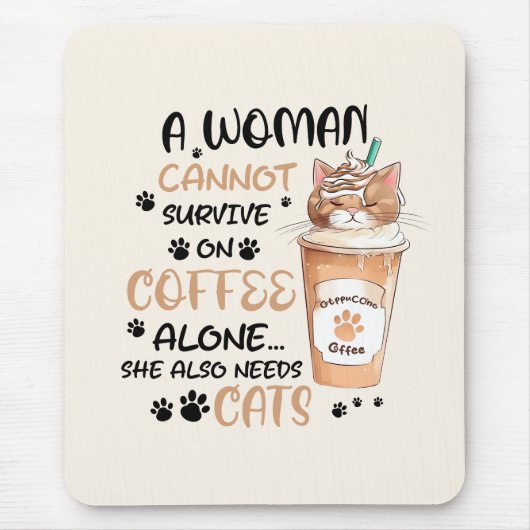 Kaffee & Katzen - Niedliche Kawaii Kunst Mousepad (Vorne)