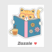 Kaffee, Katzen und Klassik wasserdicht Aufkleber (Blatt)