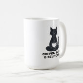 Kaffee, Katzen und Selbstfürsorge Kaffeetasse (VorderseiteRechts)