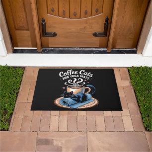 Kaffee Katzen und Yoga Matten Lustige Katze Yoga Fußmatte