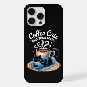 Kaffee Katzen und Yoga Matten Lustige Katze Yoga iPhone 15 Pro Max Hülle