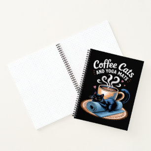 Kaffee Katzen und Yoga Matten Lustige Katze Yoga Notizblock