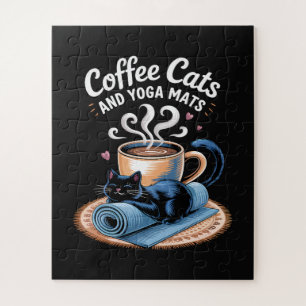 Kaffee Katzen und Yoga Matten Lustige Katze Yoga Puzzle