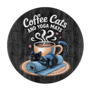 Kaffee Katzen und Yoga Matten Lustige Katze Yoga Schneidebrett