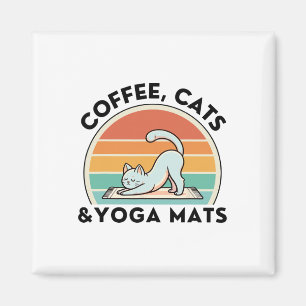 Kaffee Katzen Und Yoga Matten Meditation Frauen Mä Magnet